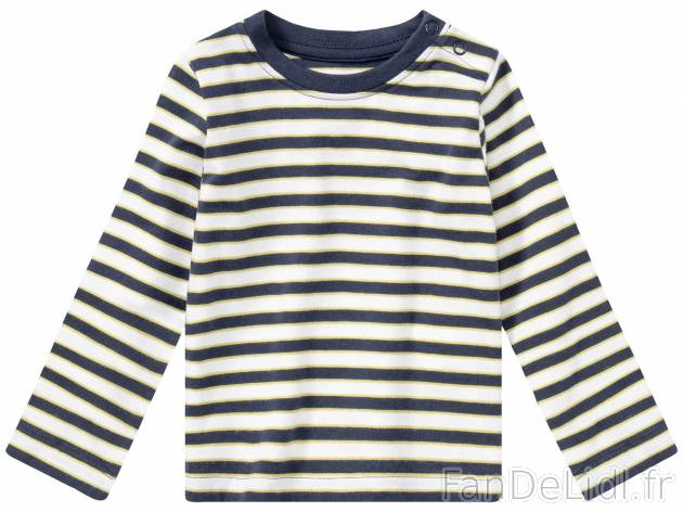 T-shirts manches longues bébé en coton bio , le prix 8.99 € 
- Du 2/6 mois ...