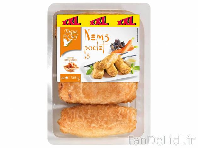 8 nems de poulet , le prix 2.49 € 

Caractéristiques

- Transformé en France
- ...