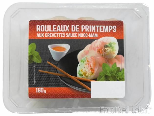 2 rouleaux de printemps aux crevettes , le prix 2.79 &#8364; 
- Avec sauce nouc-m&acirc;n
Caractéristiques

- ...