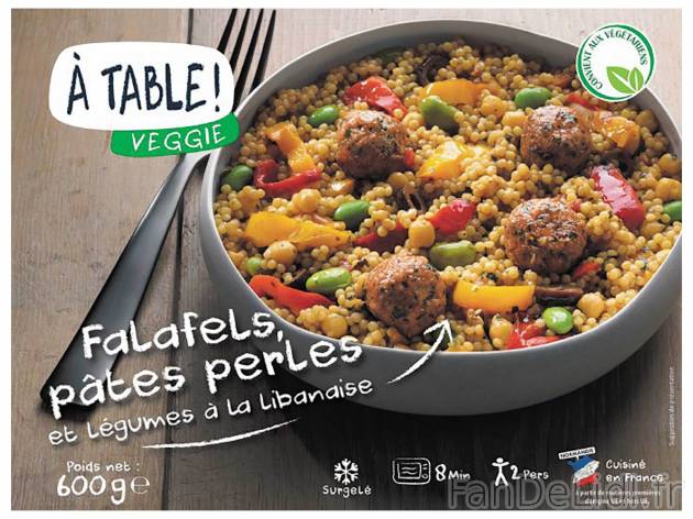 Falafels, pâtes perles à la libanaise , le prix 2.99 &#8364; 

Caractéristiques

- ...