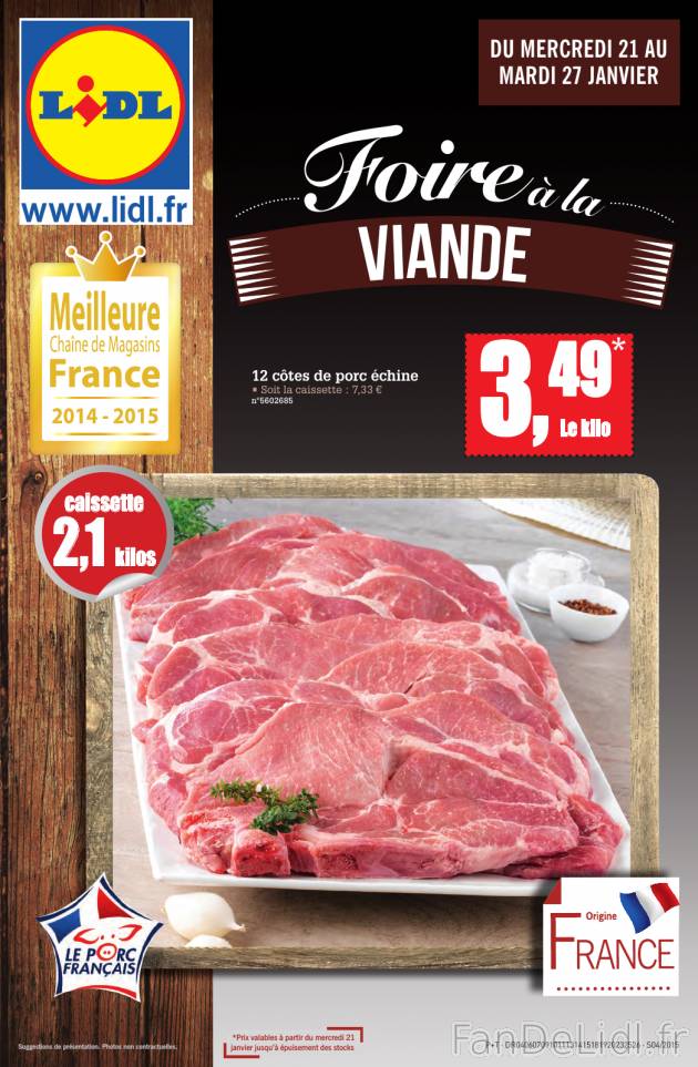 Foire à la viande dans Lidl, 12 côtes de porc échine - le porc francais.