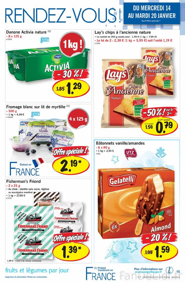 Danone Activia nature, Lay&apos;s chips à l&apos;ancienne nature, fromage ...