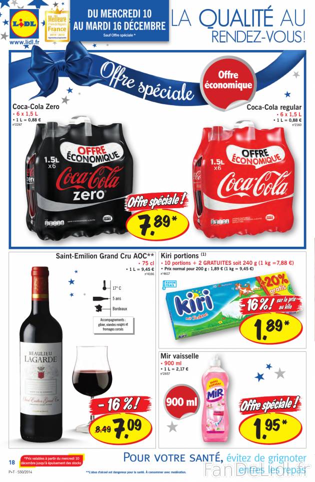 Boissons dans Lidl: Coca-Cola Zero, Coca-Cola regular, bouteille de vin Saint-Emilion ...