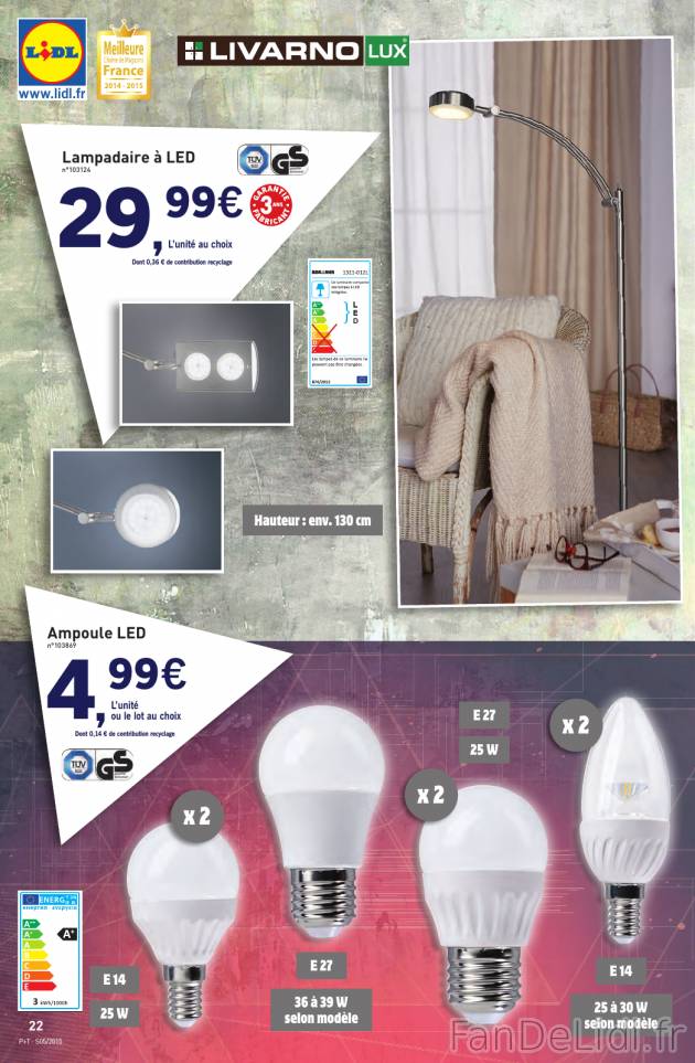 Accessoires de maison: Lampadaire à LED, amboule LED - E14, 25W; E27 36 à 39 W, ...