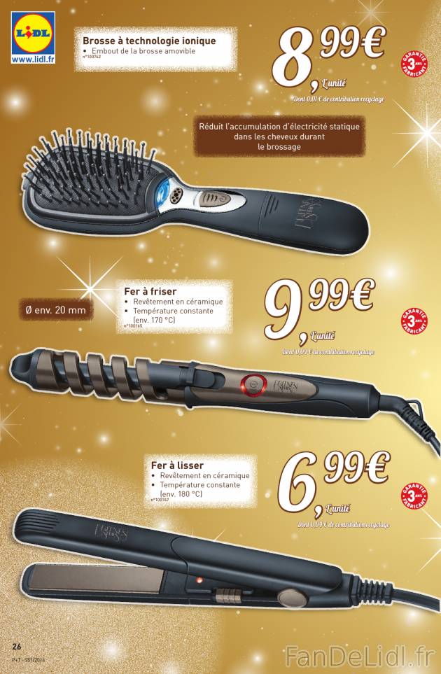 Pour soins des cheveux: brosse à technologie ionique, fer à friser , fer à lisser