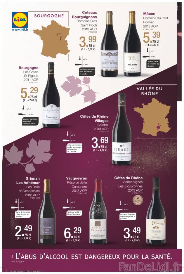 Vins de Bourgogne dans Lidl: Coteaux Bourguignons (Domaine Clos Saint Roch 2013), ...