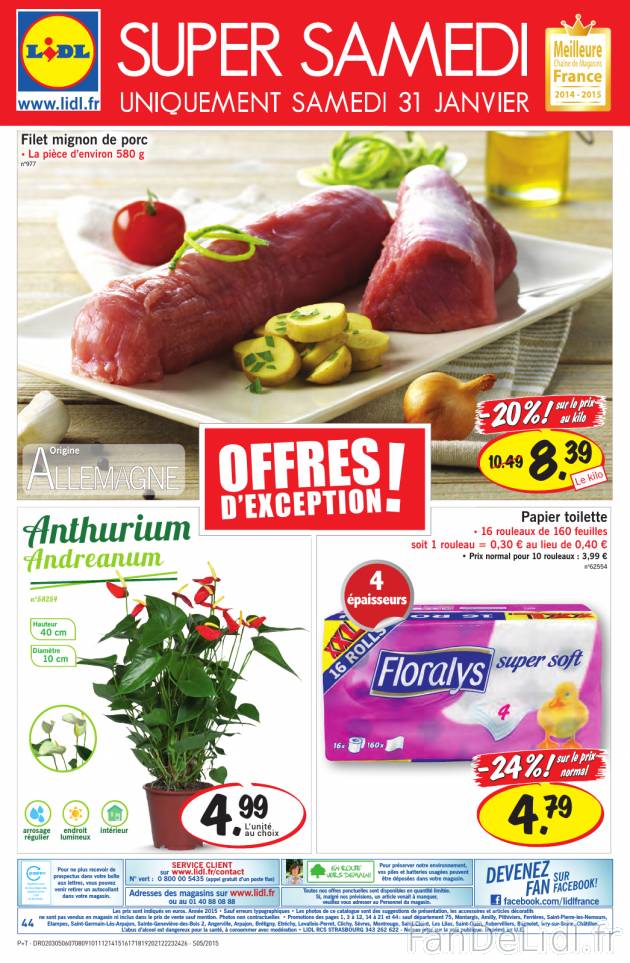 Super samedi: dans Lidl filet mignon de porc, Andrenanum, papier toilette