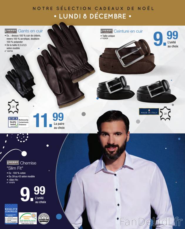 Vêtements élégants pour les hommes dans Lidl: gants en cuir, ceinture en cuir, ...