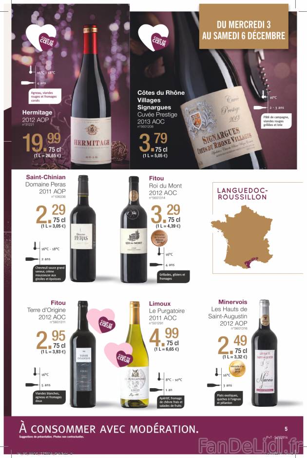 Grand choix des vins dans Lidl: Hermitage, Côtes du Rhône Villages Signargues, ...