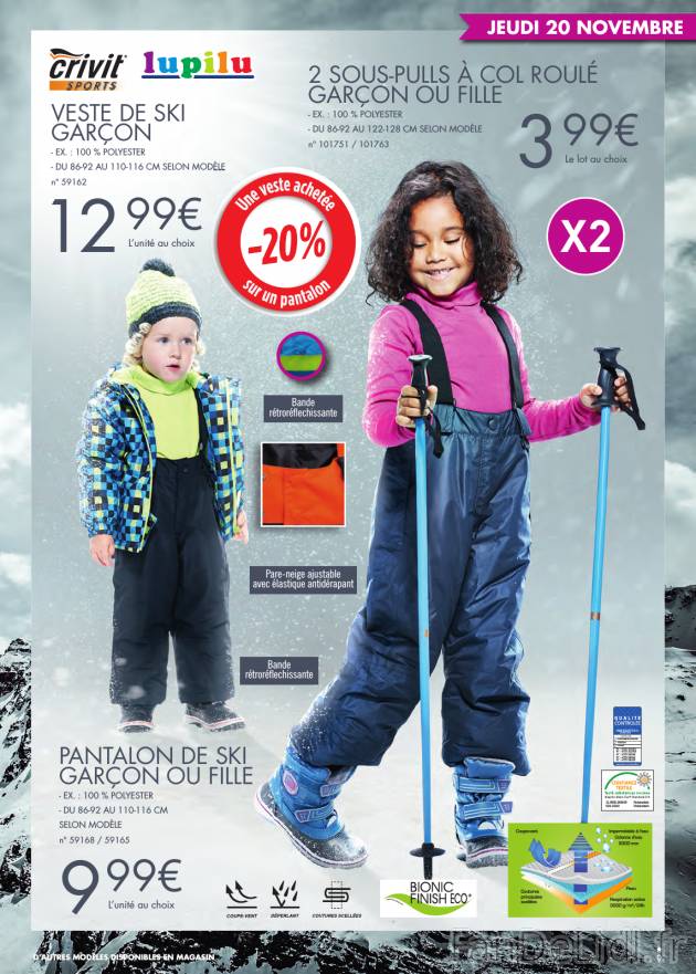 Lidl nous offre tres doux veste de ski pour garcon, 2 sous-pulls a col roule (pour ...