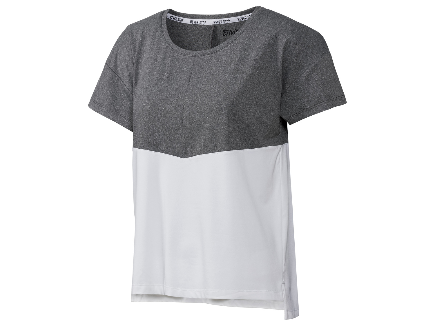 T-shirt technique femme , le prix 4.99 € 
- Ex. 91 % polyester et 9% élasthanne
- ...