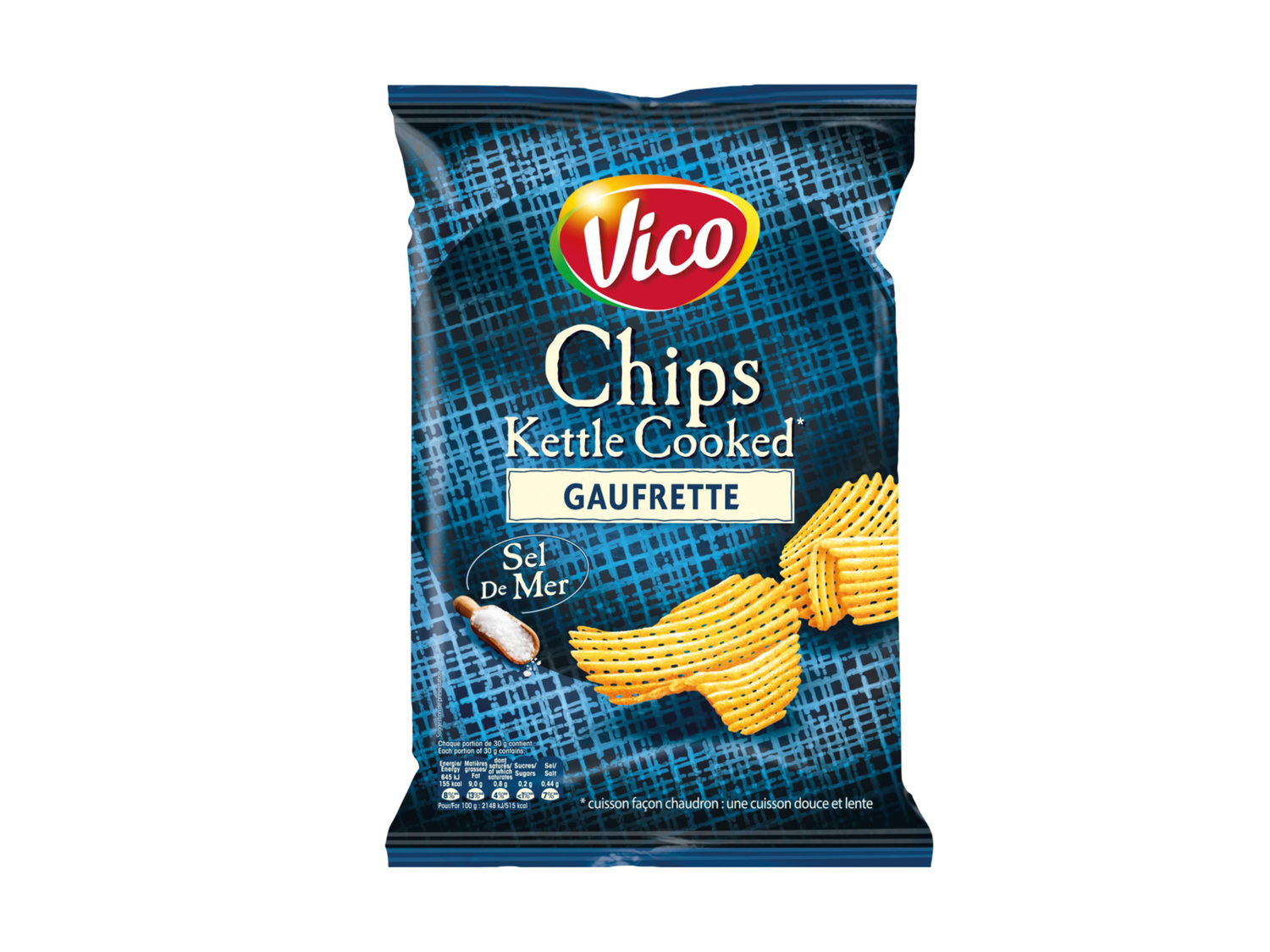 Vico Chips Kettle Cooked , le prix 1.25 € 
- Au choix: sel de mer, gaufrette ...