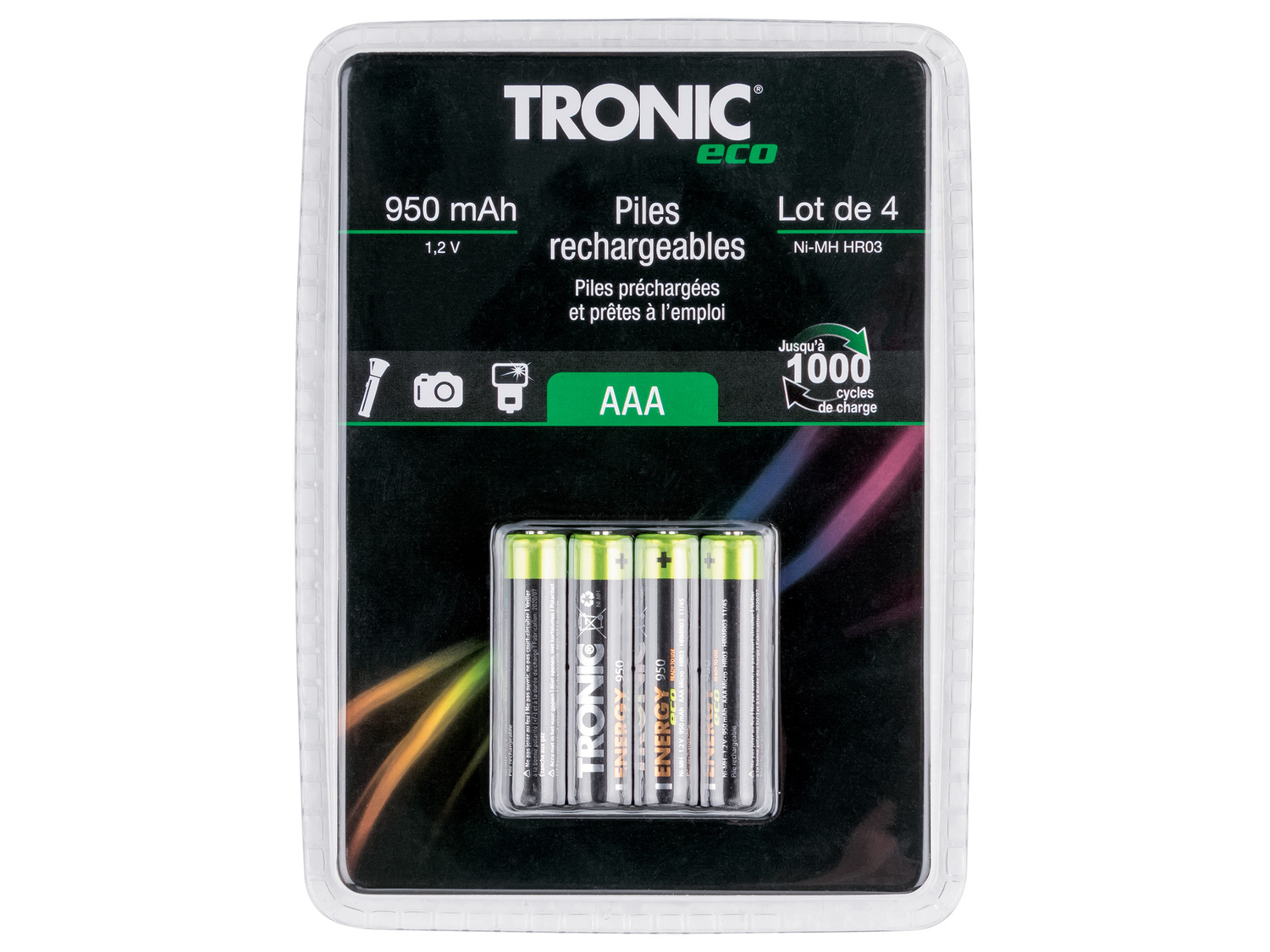 Piles rechargeables Tronic, le prix 3.99 € 
- Jusqu’à 1 000 cycles de charge
- ...