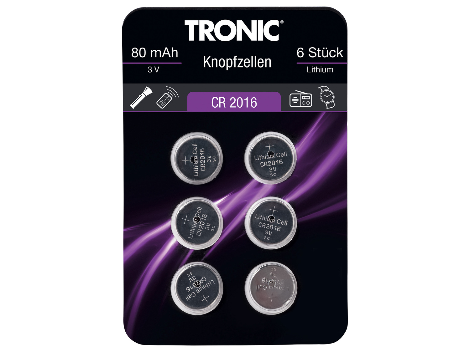 Piles bouton Tronic, le prix 1.49 € 
- Au choix : alcalines ou lithium
- Env. ...