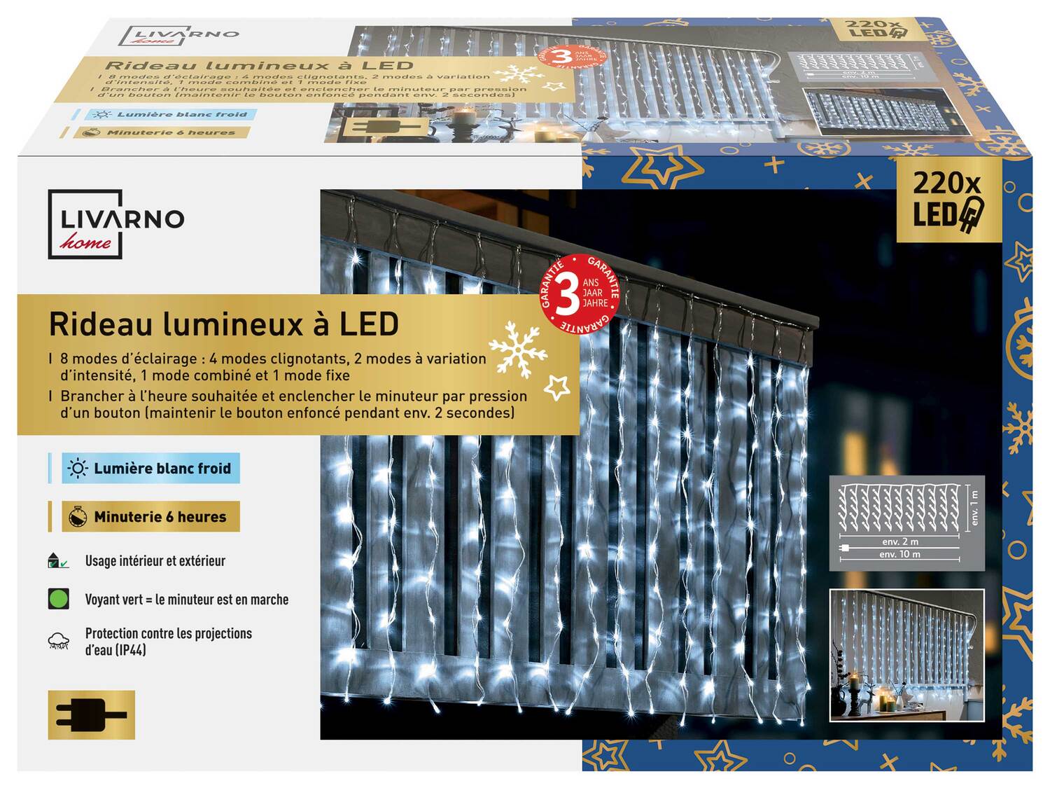 Rideaux lumineux à LED , le prix 13.99 &#8364; 
- Rideau : env. 2 x 1 m (l ...